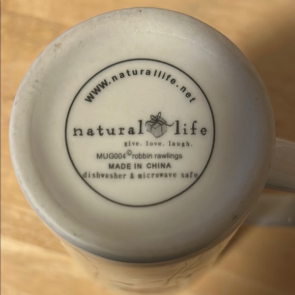 Natural Life Coffee Cup Mug WORK DANCE LOVE Tall Oversize Robbin Rawlings 2003 - Picture 4 of 4